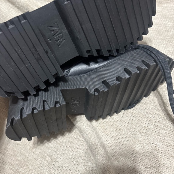 Zara Black Lace-Up Combat Boots - Picture 6 of 7